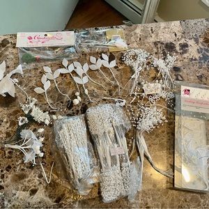 New Faux Crafting White Leaves & Beads for Designing Headpiece